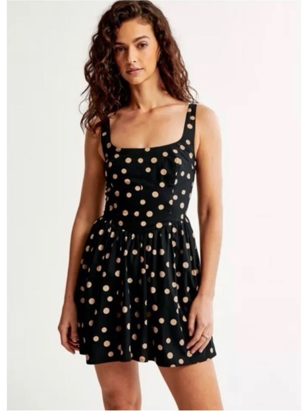 Abercrombie & Fitch Polka Dot Linen-Blend Romper Dress Size XS Tall ~ Pristine